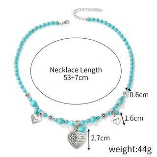 Vòng cổ Mặt Đá Ngọc Lam Tự Nhiên Phong Cách Bohemian Dành Cho Nữ A003
