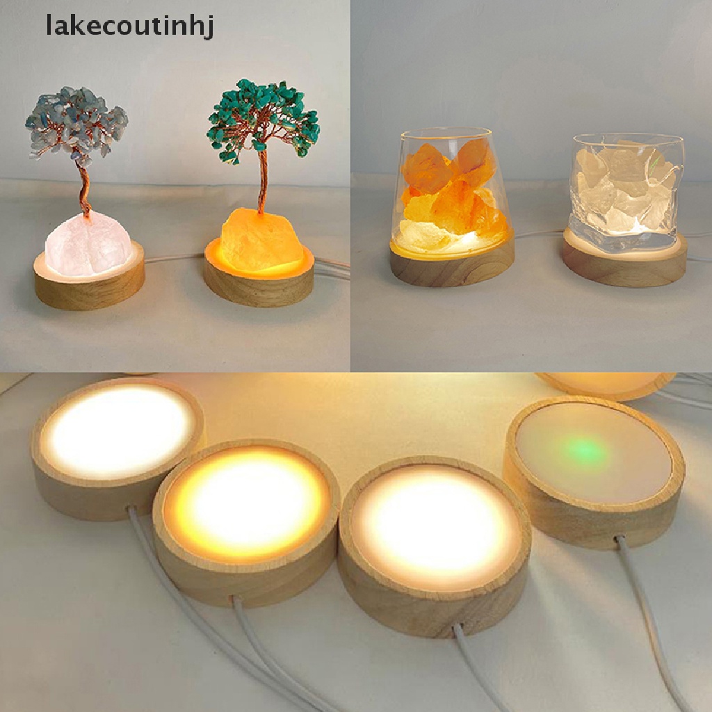 Lakecou Đèn ngủ LED tròn Đế trưng bày trang trí cho pha lê Trang trí kính tinh thể