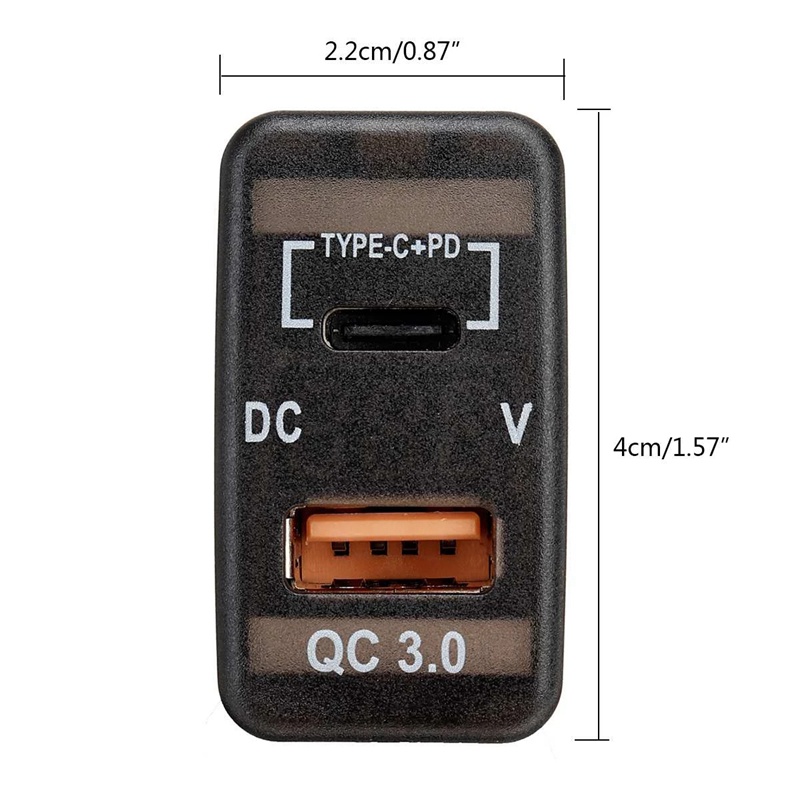 Xe Type-C + PD QC3.0 Sạc Dual USB Adapter Bảng Điều Khiển Ổ Cắm Vôn Kế Cho Landcruiser Prado FJ Cruiser Hiace RAV4