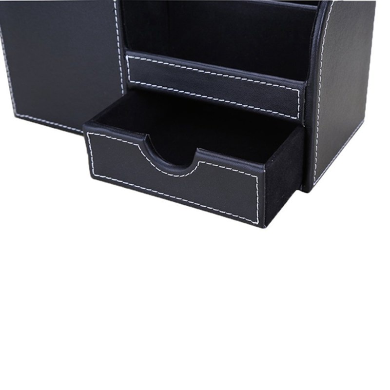1 Chiếc Da PU Đa Năng Để Bàn Văn Phòng Phẩm Tổ Chức Hộp Bảo Quản Bút / Bút Chì, Điện Thoại Di Động, Thẻ Tên Doanh Nghiệp Điều Khiển Từ Xa