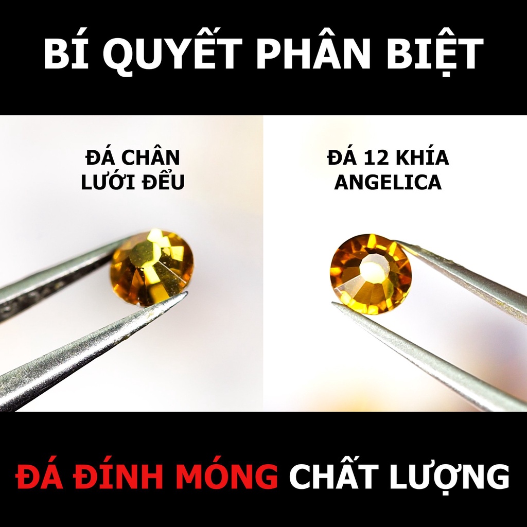 Đá nail chân lưới 12 khía màu vàng AB trang trí móng ANGELICA 633