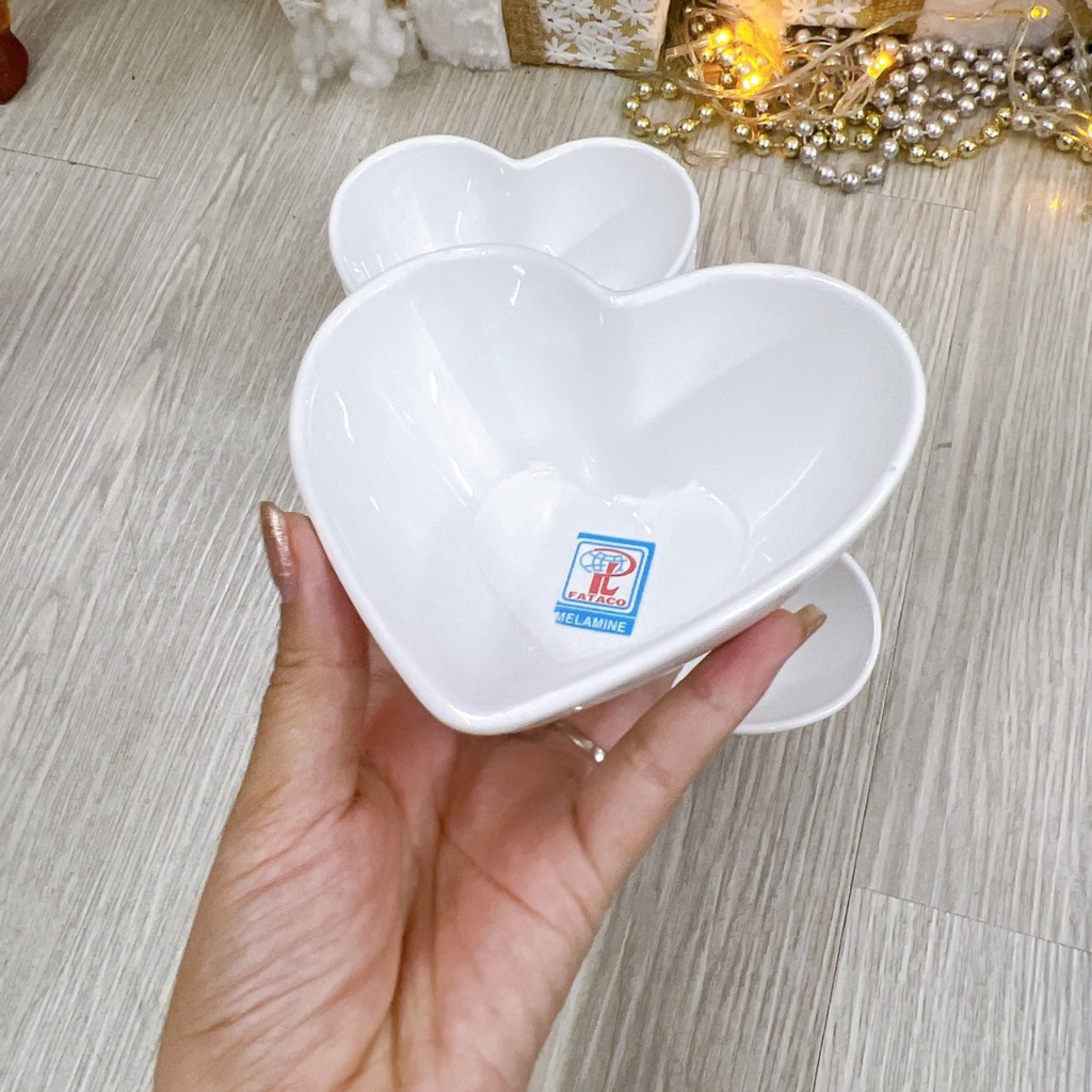 Chén Hình Trái Tim Melamine Cao Cấp - bộ chén làm thôi nôi