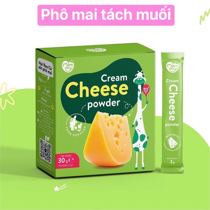 Phô mai tách muối Mămmy hộp 10 gói cho bé từ 6 tháng bổ sung canxi, vitamin và protein cho bé