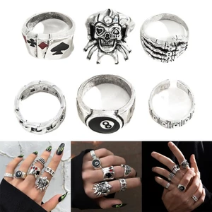 GODD 6 Chiếc Bikers Gothic Skull Ring Card Dành Cho Nữ Halloween