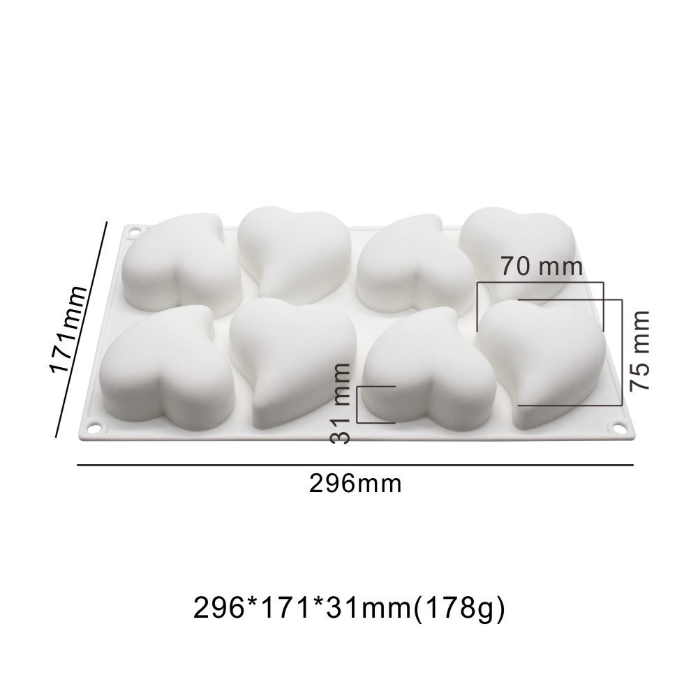 Khuôn Silicone Làm Bánh 8 Ngăn Hình Trái Tim