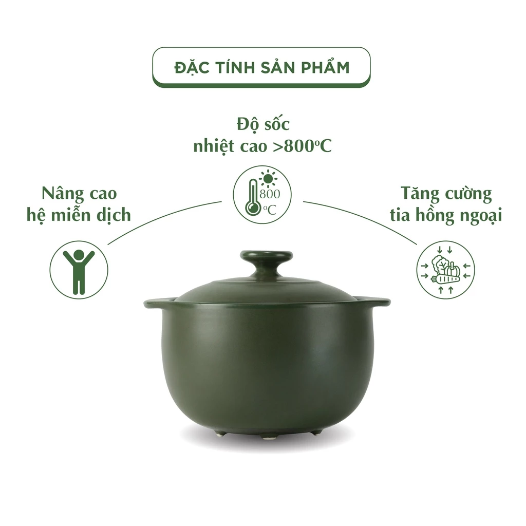 Nồi Sứ Dưỡng Sinh Minh Long Healthy Cook Vesta 2.0 - Dùng Cho Bếp Gas, Bếp Hồng Ngoại