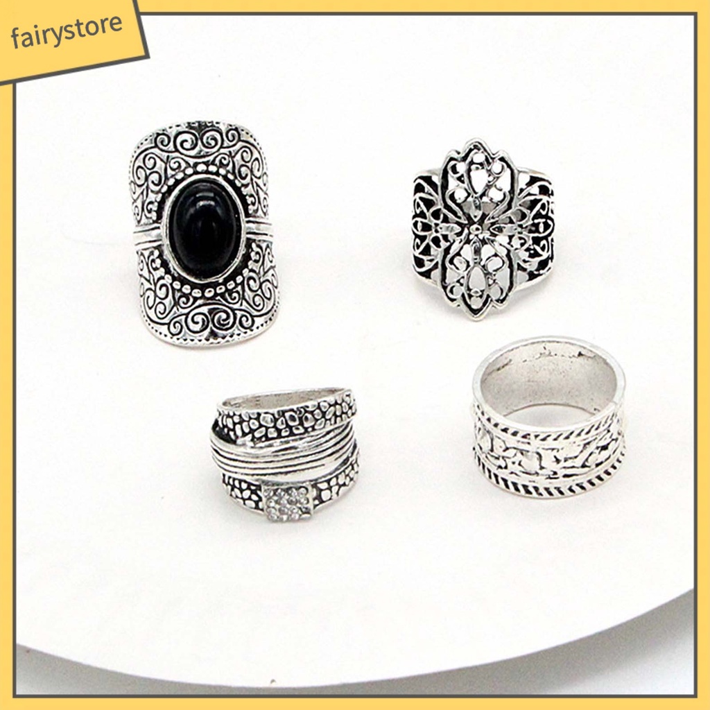 Set 1 / 4 Nhẫn Đeo Khớp Ngón Tay Phong Cách Dân Tộc