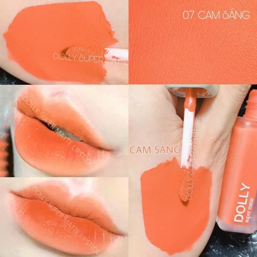 Son Lì Son Kem DOLLY MATTE Không Chì Cao Cấp Chính Hãng Màu <Cam sáng>