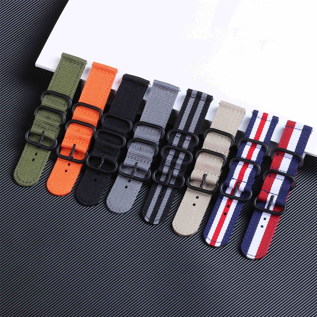 Dây Đeo Đồng Hồ Bằng Nylon Tháo Lắp Nhanh Họa Tiết Kẻ Sọc 18mm 20mm 22mm 24mm Cho Nam Và Nữ