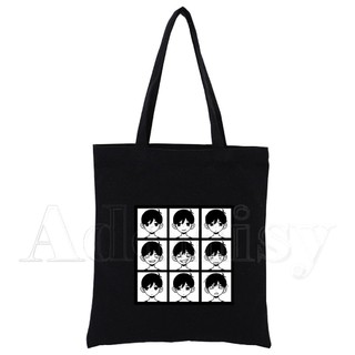 Omori In Canvas Tote Túi Đen Bông Tai Kẹp Nữ Thường Ngày Tote Eco Shopper Túi Đeo Vai AQGU