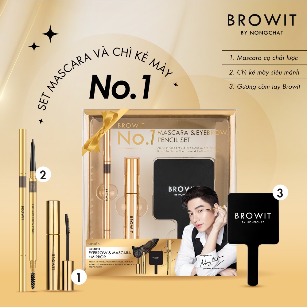 Ảnh Set Mascara My Everyday 5,5g Và Chì Kẻ Mày #Natural Brown 0,06g Kèm Gương BROWIT Sang Trọng 4