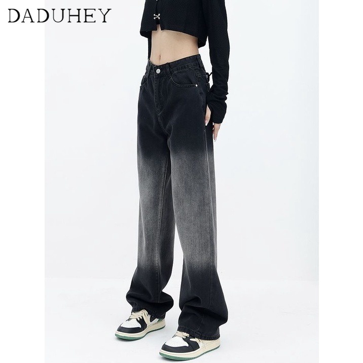 Ảnh Quần jean DaDuHey màu gradient retro lưng cao ống rộng thời trang Hàn Quốc 2023 3