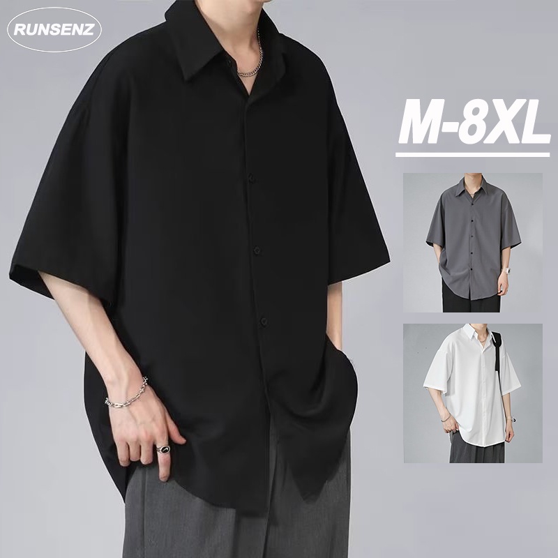 Áo Sơ Mi Mỏng Tay Ngắn Màu Sắc Đơn Giản Có Size Lớn M-8XL Dành Cho Nam Giới | BigBuy360 - bigbuy360.vn