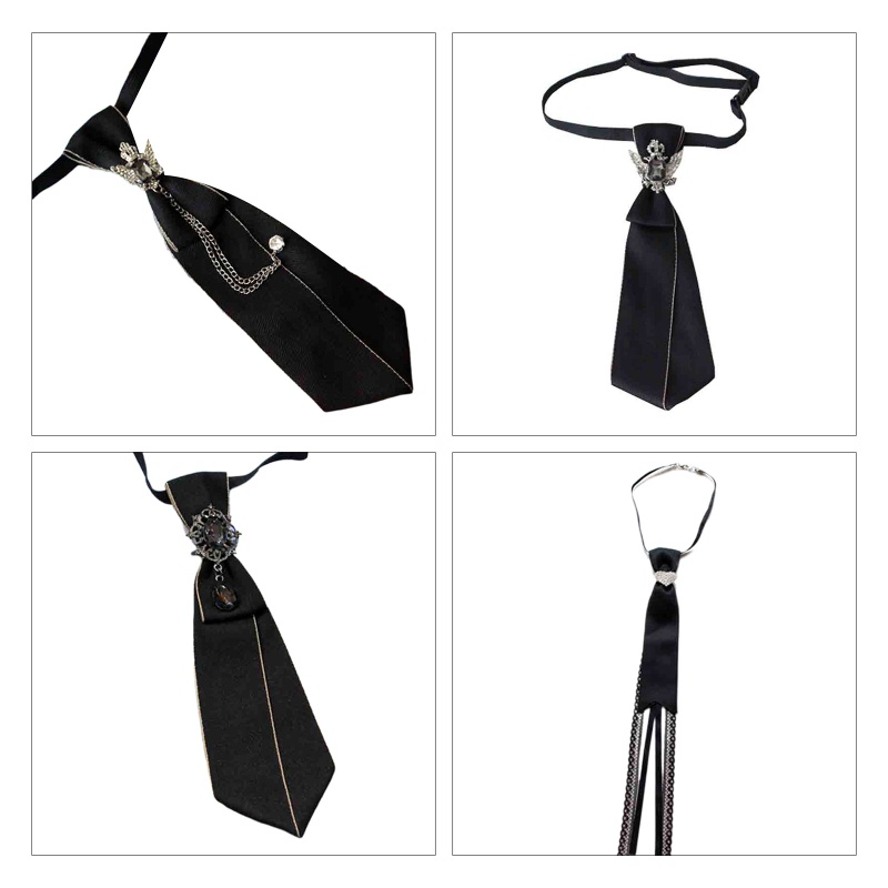 Kikin Nam Nữ Bé Trai Vintage Có Thể Điều Chỉnh Cà Vạt Gothic Steampunk Cho Kim Cương Giả Dây Kim Loại Dây Buộc Pre-Tied Sang Trọng Decorat