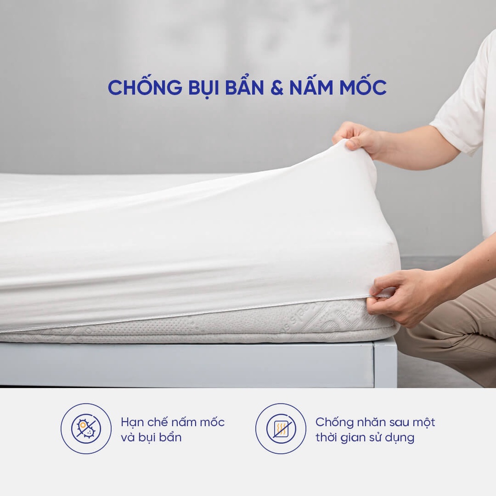 Bảo vệ nệm Doona Bamboo 30cm chống bụi bẩn nấm mốc, khử mùi thoáng khí, thoát nhiệt tối ưu