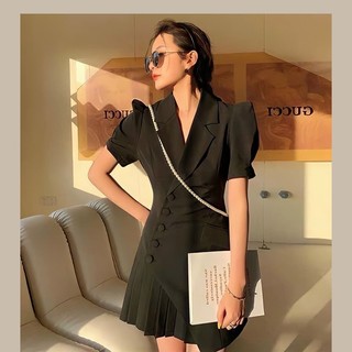 Đầm vest nữ hai lớp xếp ly một bên thiết kế sang trọng D001