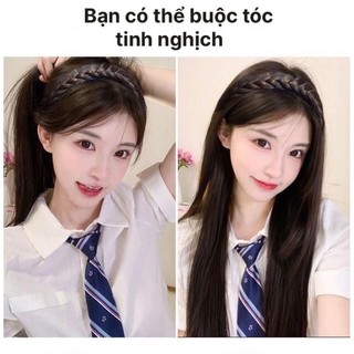 Bộ tóc giả nửa đầu nữ đẹp, có gắn bờm tóc giả - Tóc giả nửa đầu thẳng dài 60cm HaminStore