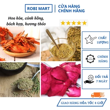 Trà hoa sấy khô robimart đẹp da (hoa hòe, cánh hoa hồng, hoa bách hợp, hoa hương thảo)