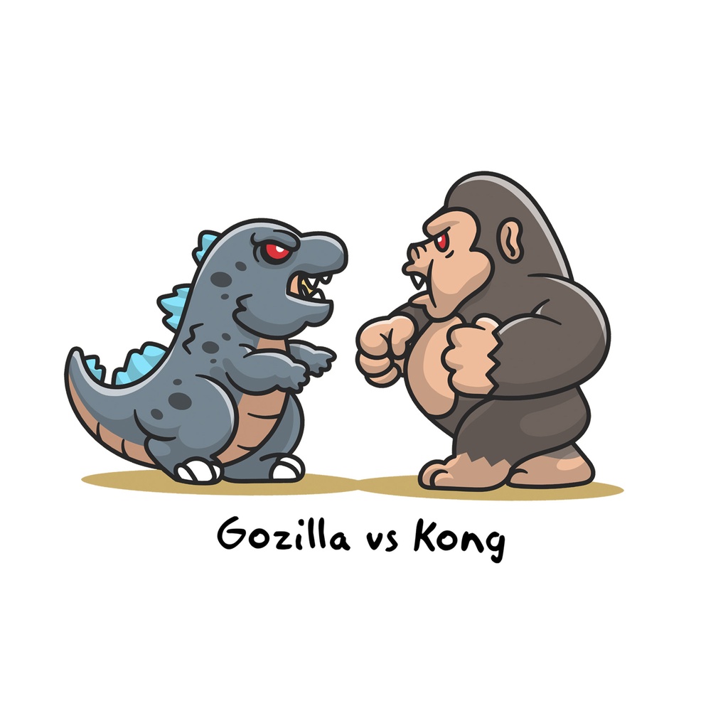 Áo thun trắng in hình Godzilla Vs Kong co dãn thấm hút mồ hôi size 40-100kg form rộng Basetee Unisex