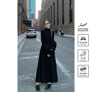 Váy đầm đen xoè tay dài cao cấp LUST chất liệu dày dặn thiết kế đẹp - M30