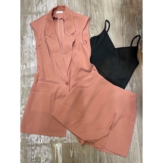 S001 Set sát nách cổ vest thiết kế sang chảnh kèm áo dây bra (ảnh shop tự chụp 100%)