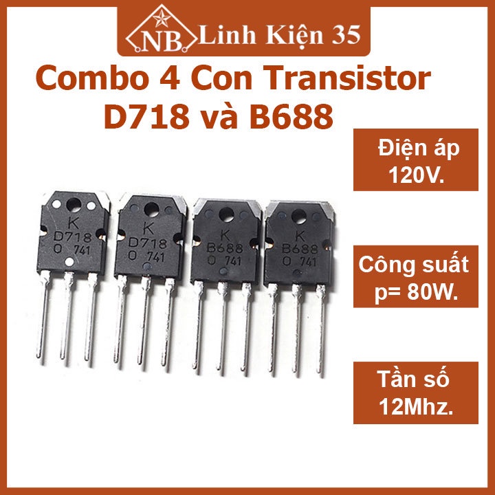 Combo 4 Con Transistor bán dẫn D718 và B688 (mỗi loại 2 con) cách ly ...