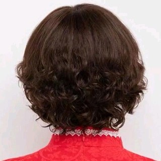 Bộ Tóc Giả Nguyên Đầu Ngắn Xoăn Đuôi Nhẹ Mái Chéo Trung Niên TN04 HaminStore