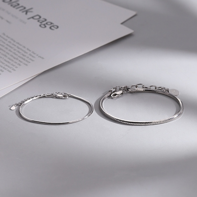 Đơn giản S925 Bạc Couple Bracelet 100 Suit cho nam và nữ một cặp điều chỉnh chuỗi