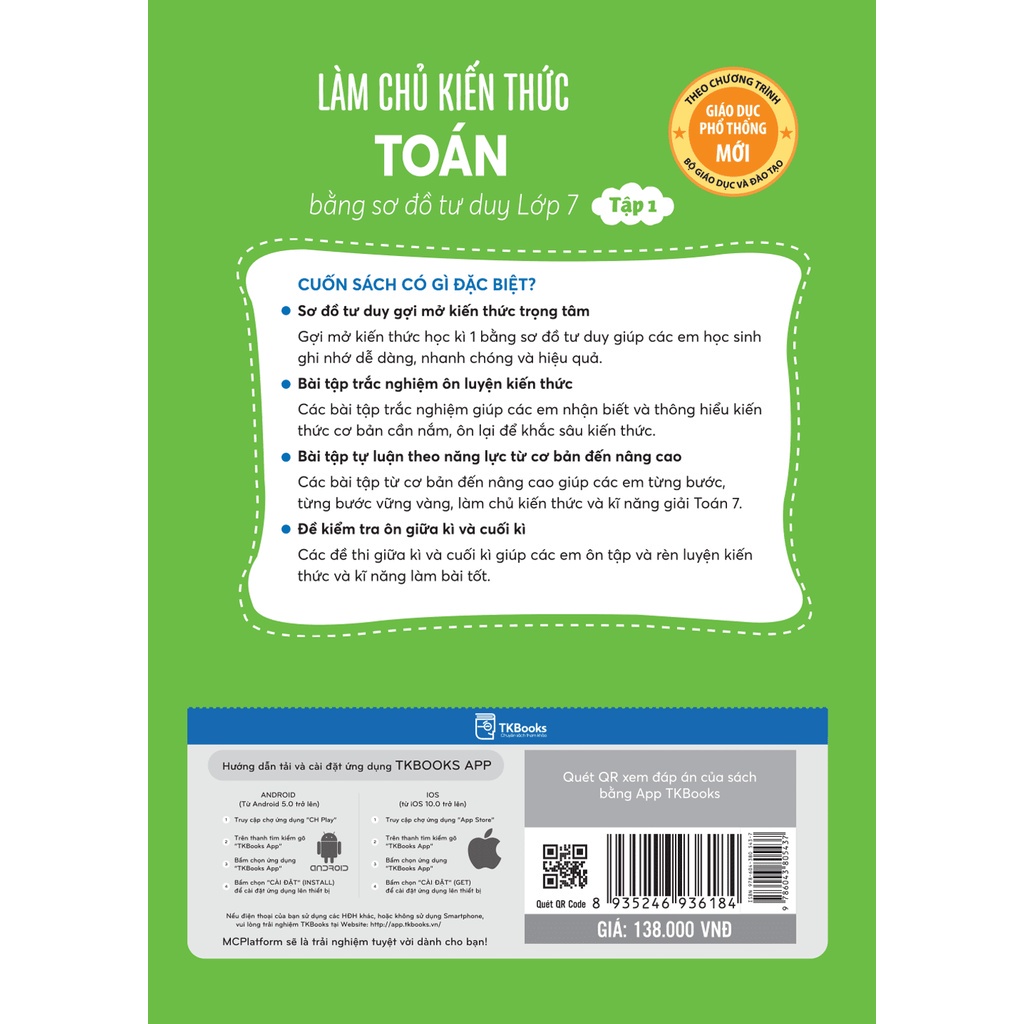 Sách - Tham Khảo Lớp 7 - Combo Làm Chủ Kiến Thức Toán Bằng Sơ Đồ Tư Duy Lớp 7 (Tập 1+ Tập 2) TKBooks