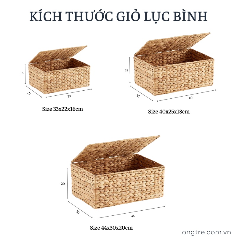 Ảnh Giỏ lục bình ONGTRE hình chữ nhật, hình tròn đựng đồ phòng khách, phòng ngủ, khay đựng đồ 2