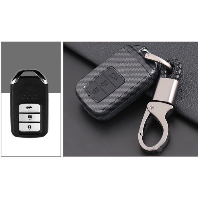 Ốp chìa khóa ô tô Honda CRV, Civic, Honda City.Chìa 3 nút, Chất liệu nhựa ABS vân carbon cao cấp