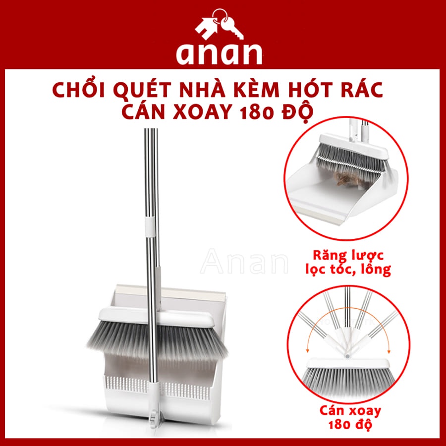 Chổi Quét Nhà Thông Minh Kèm Hót Rác 2 In 1, Bộ Chổi Quét Gấp Gọn Xoay ...