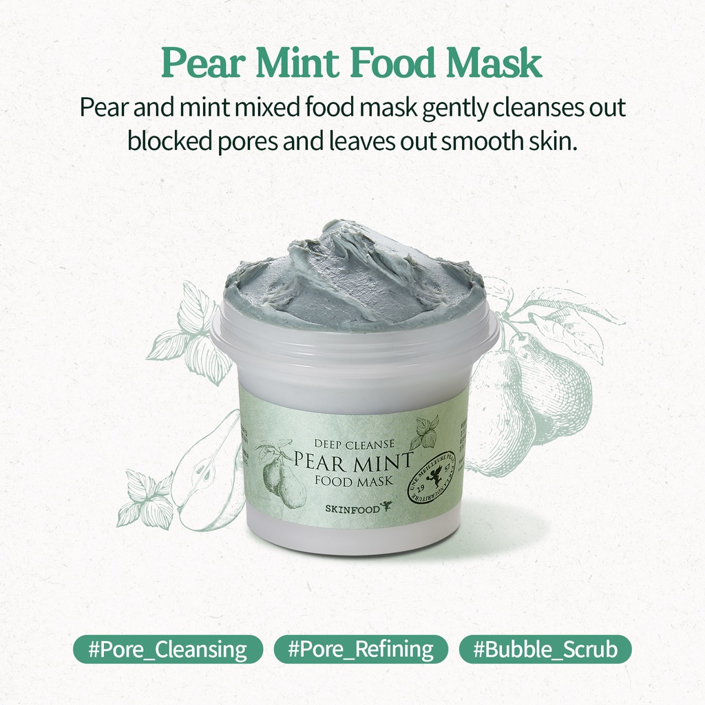 Ảnh Mặt nạ bạc hà lê tạo bọt tẩy tế bào chết mát lạnh sảng khoái Pear Mint Food Mask 120g 1
