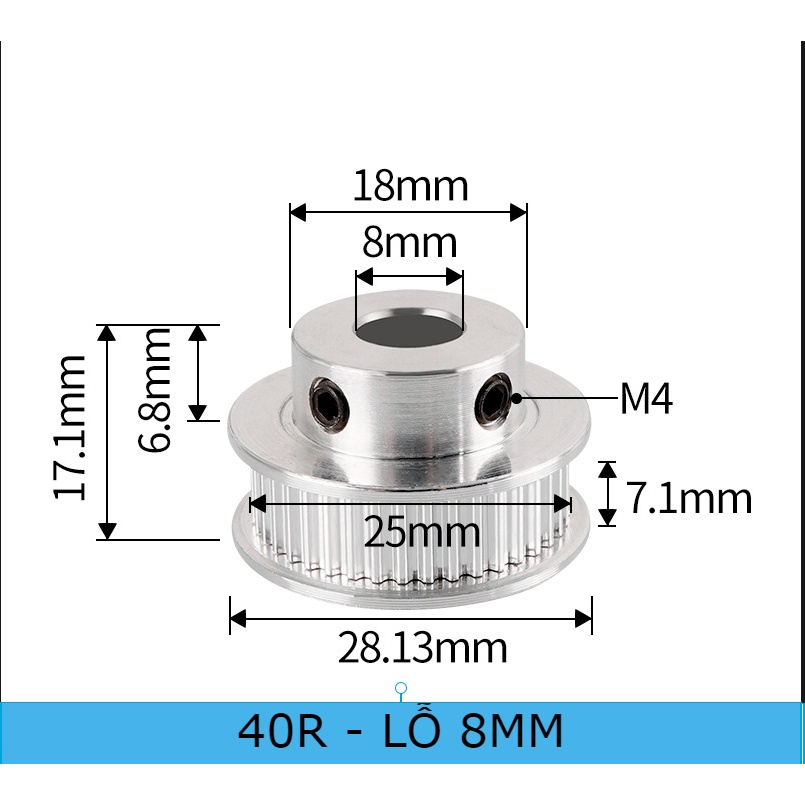 Puly bánh răng đồng bộ - ròng rọc truyền động dây curoa mini GT2 ...