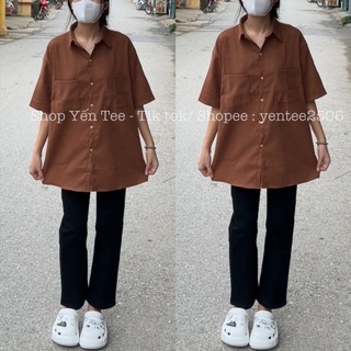 Áo sơ mi đi học 2 túi vuông Yến Tee Shop , chất nhung lì cao cấp không lộ #1016