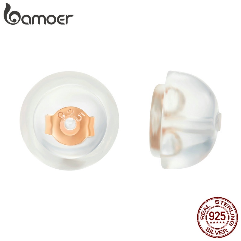 Phụ kiện nút chặn khuyên tai BAMOER chất liệu silicon cao su tiện lợi