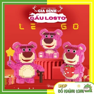 Mô hình lắp Ráp Gấu Dâu Lotso Hoạt Hình 3D Dễ Thương Đồ Chơi Xếp Hình Gấu Hồng - BỐ KHỦNG LONG