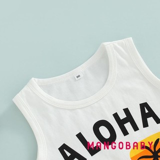 Mg-boy Quần Short Bộ Chữ Kính Không Tay Áo Vest + Bộ Đồ Viền Eo Cao In Hình Cây