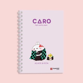 Sổ tay caro lò xo B5 TUANVIET BOOKS 200 trang, chủ đẻ Molang phù hợp ghi chép, nhật ký
