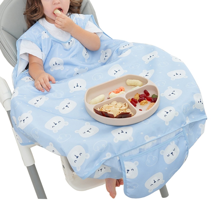 Tạp dề trẻ em mặt trăng Yếm cho bé Yếm ăn chống lộn xộn Smock Khăn trải bàn ghế cao 2 trong 1