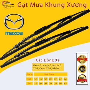 Gạt mưa ô tô Mazda 2, Mazda 3, Mazda 6, gạt mưa oto xe hơi khung sắt lưỡi silicon cao cấp