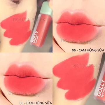 Son Lì Son Kem DOLLY MATTE Không Chì Cao Cấp Chính Hãng Màu <Cam Hồng Sữa>