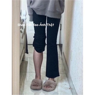 ( Xả Kho ) Quần jeans ống loe nữ dáng ngắn Yến Tee , cạp cao 1 cúc dễ mặc
