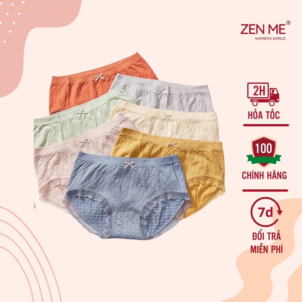 Combo 10 Quần Lót Nữ Zen Me Chất Liệu 100% Cotton Co Giãn 4 Chiều Kháng Khuẩn Khử Mùi Thoáng Mát