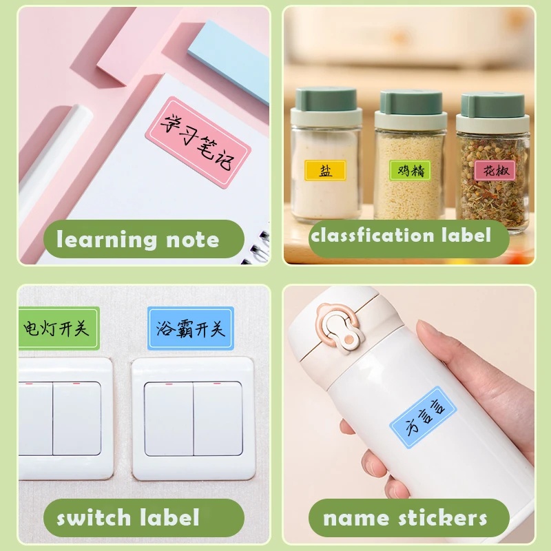 Set 40 / 60 / 160 Nhãn Dán Ghi Tên Tự Dính Chống Thấm Nước Màu Sắc Ngọt Ngào Tiện Dụng