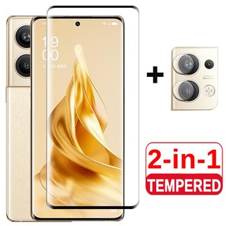 Kính Cường Lực 2 Trong 1 Viền Cong Bảo Vệ Camera Cho Oppo Reno 9 8 Pro Plus 8Pro + 9Pro + 8T 8Z Reno8T Reno8 Reno9 4G 5G