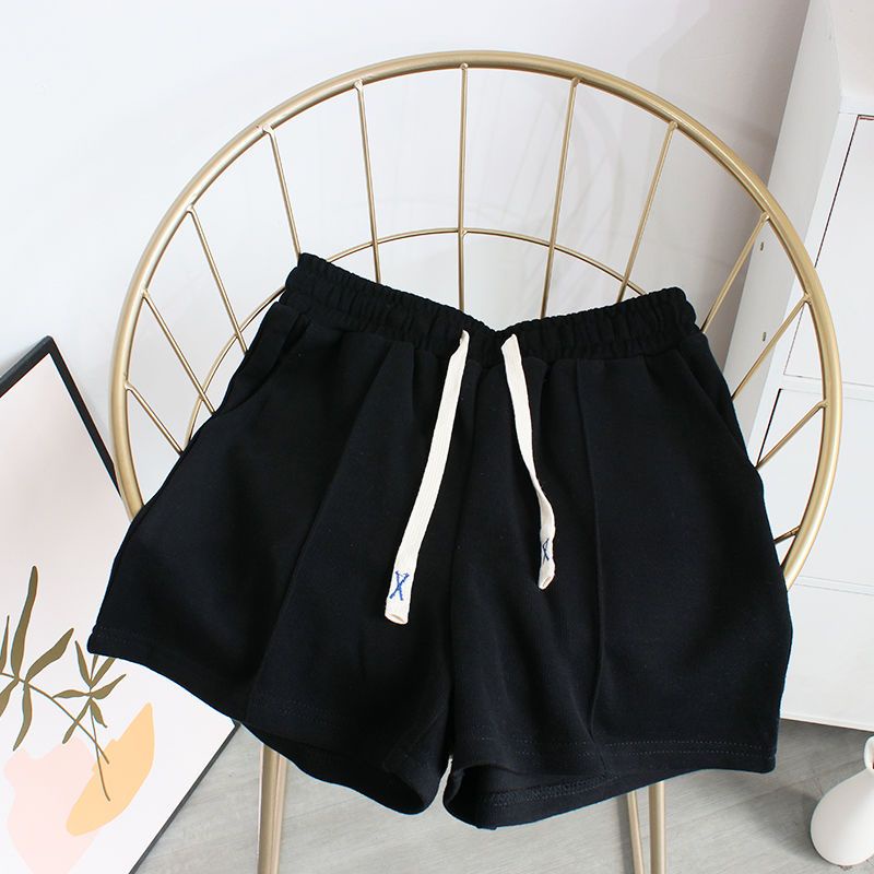 Quần short thể thao thêu thường ngày dành cho nữ Mùa hè Hàn Quốc Quần nóng tập thể dục dáng rộng mới