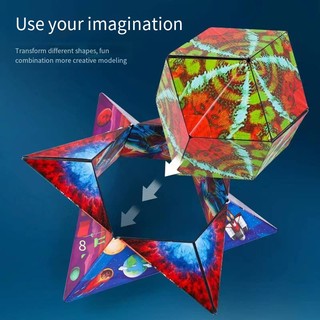 Đồ Chơi Khối Rubik Ma Thuật 3D Từ Tính Hình Học / Khủng Long / Đại Dương / Không Gian Rèn Luyện Trí Não Cho Bé