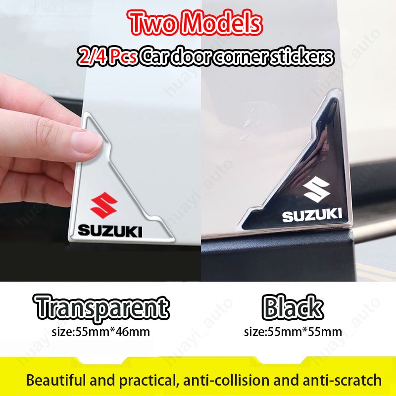 Bộ 2 / 4 Miếng Dán Góc Cửa Xe Hơi Suzuki Swift XL7 Vitara Jimny SX4 S-Cross Presso Ciaz Ertiga Celerio Màu Đen Trong Suốt Chống Trầy Xước