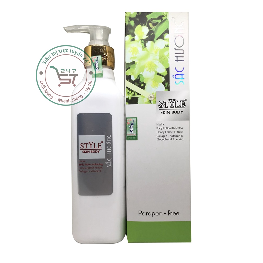 Sữa dưỡng thể Trắng da toàn thân Giữ ẩm Chống nắng Sắc Hương 250ml (trắng-xanh lá)